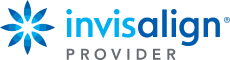 Invisalign Provider logo in blue with star design for dental orthodontics treatment